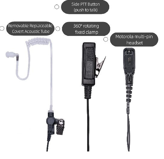 EP-6129 : Covert Earpiece-Microphone for Motorola radios, such as XPR 6550, XPR 7550e etc.