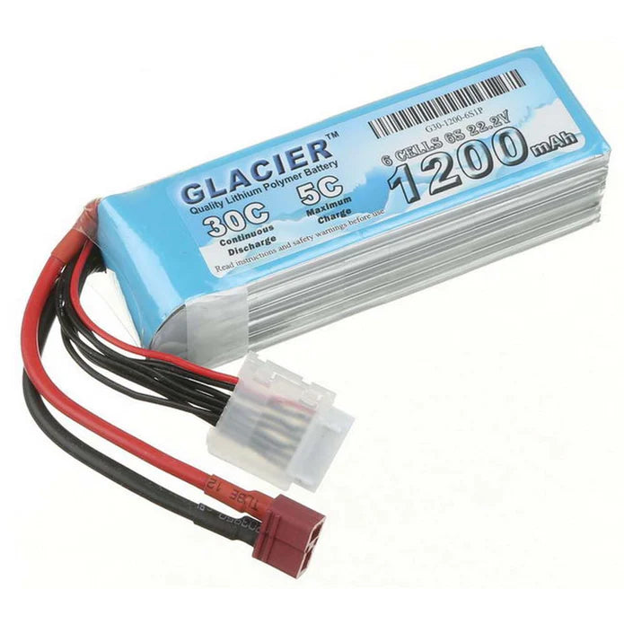 Glacier 30C 1200mAh 6S 22.2V LiPo Battery with T Plug