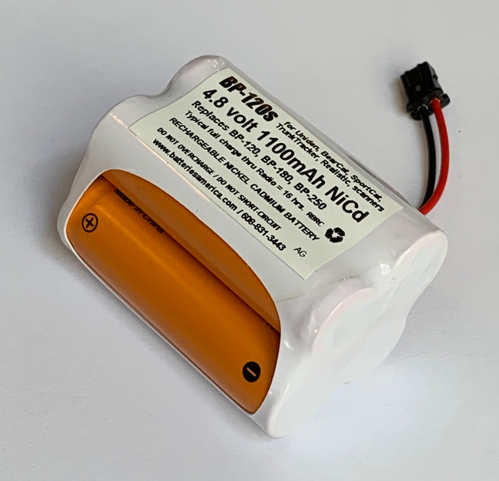 BP-120s : 4.8v rechargeable battery for Bearcat, Uniden, SportCat, TrunkTracker, Radio Shack