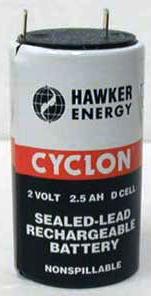 0810-0004 : 2 volt 2.5Ah Sealed Lead Rechargeable Battery Cyclon