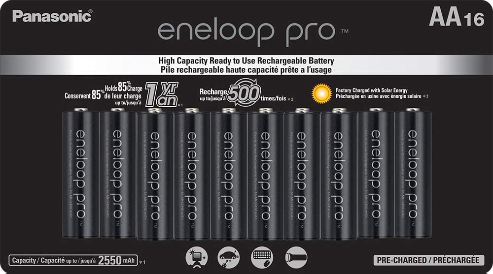 Panasonic Eneloop AA Batteries - BK-3MCCA16BA (16 Pack)