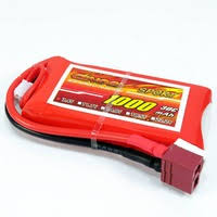 2S1000T: 7.4v 1000mAh LiPO battery with red T connector