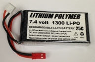 2S1300JST : 7.4volt 1300mAh Li-PO battery for R/C