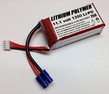 3S1350-EC3: 11.1v 1350mAh LiPO battery with EC3 connector