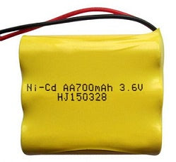 3N700AACW : 3.6 volt 700mAh AA NiCd battery pack with wire leads