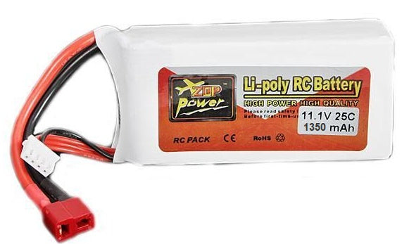 3S1350-T: 11.1v 1350mAh LiPO battery with Red ultra T connector