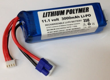 3S3000EC3 : 11.1v 3000mAh LiPO battery for R/C electric