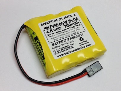 4N700AACW : 4.8 volt 700mAh NiCd receiver battery for RC