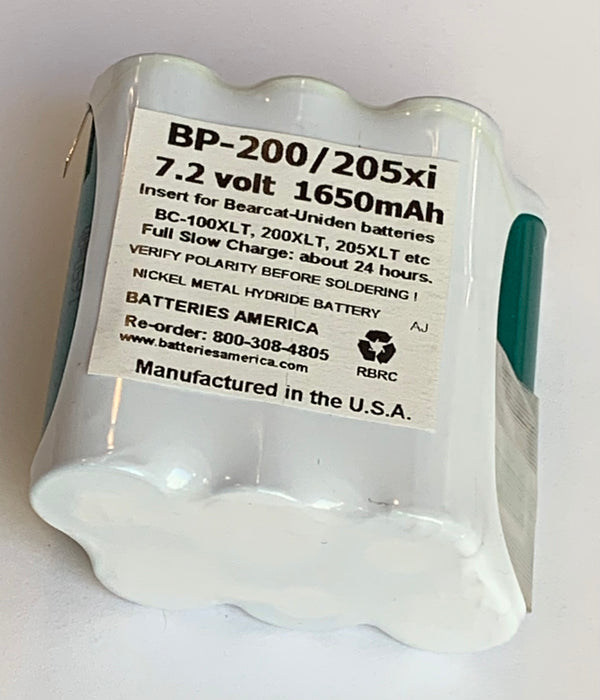 BP-200-205xi : 7.2v 1650mAh replacement insert for BP-200, BP-205, BT049