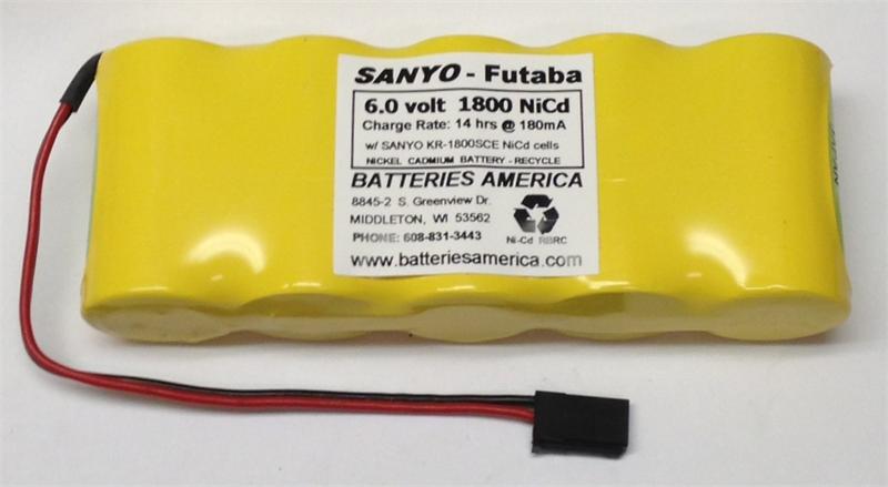 5KR1800SCEW : 6.0 volt 1800mAh Sub-C rechargeable NiCd