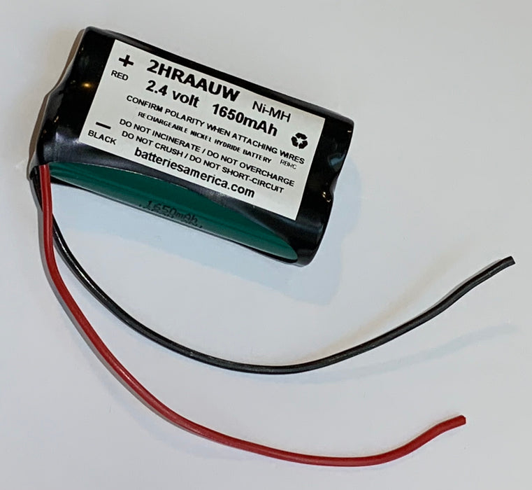 2HRAAUW : 2.4 volt 1650mAh NiMH battery pack with wire leads