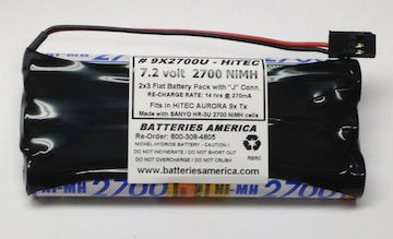 9X2700U: 7.2V 2700mAh NiMH battery for HiTEC Aurora 9x