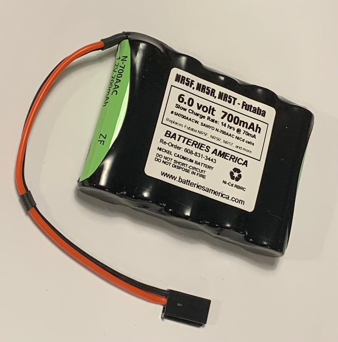 5N700AACW : 6.0 volt 700mAh AA rechargeable NiCd battery