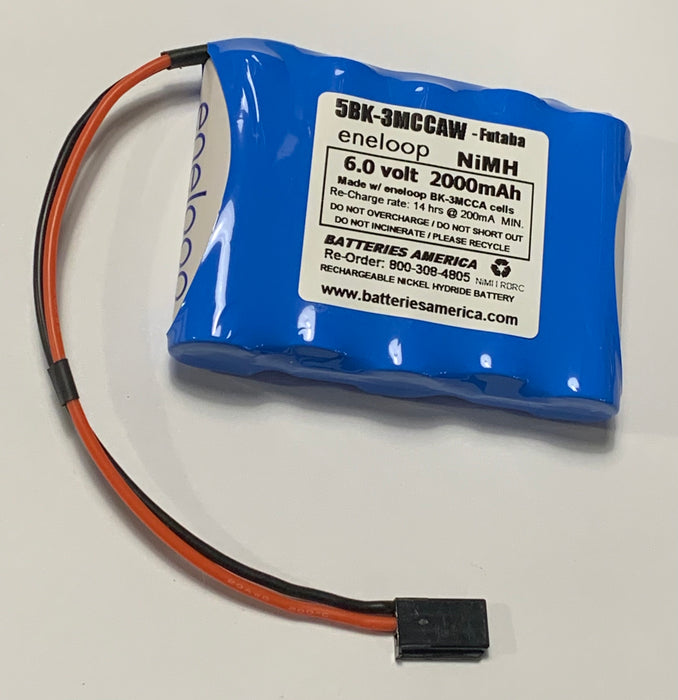 5BK-3MCCAW : 6.0 volt 2000mAh AA NiMH PRE-CHARGED eneloop battery for R/C