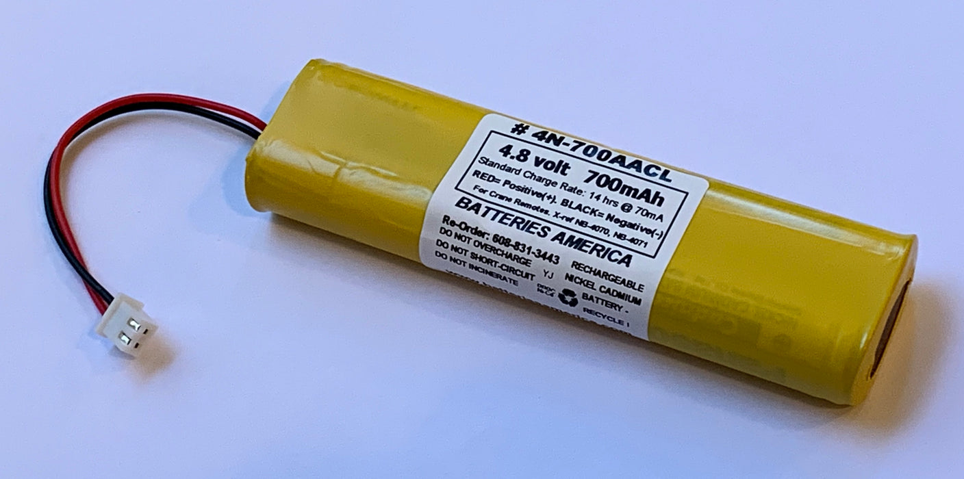 4N-700AACL : 4.8 volt rechargeable battery for Crane Remotes NB-4070 NB-4071