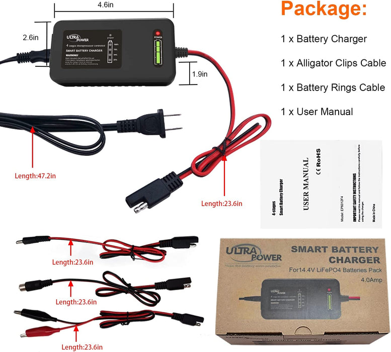 BC-12-14LiFE : UltraPower brand LiFE Charger for 12.8v - 14.4v LiFEPO4 batteries