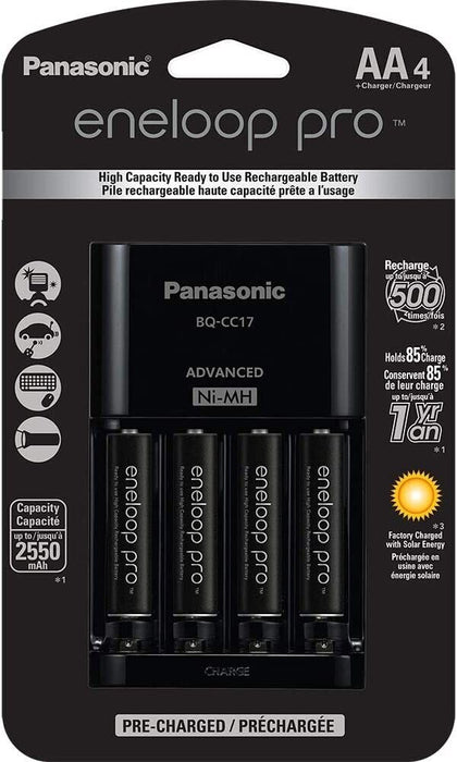 BQ-CC17-AA2550‏ : VALUE PACKAGE - Smart Charger & 4 x AA 2550mAh Eneloop Pro rechargeable NiMH batteries