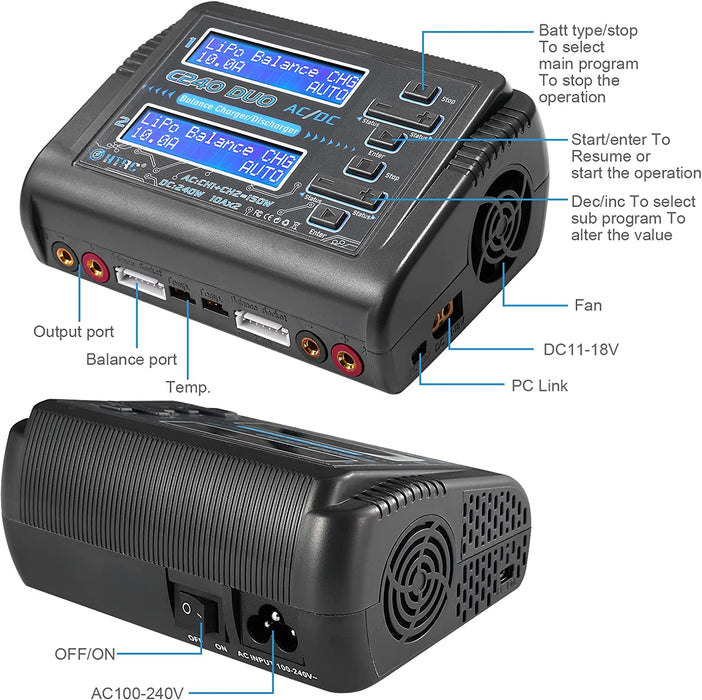 C240 : Dual Channel Smart Charger for R/C batteries