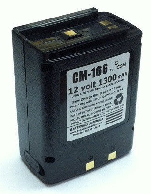 CM-166: 12 volt 1300mAh rechargeable NiMH battery for ICOM IC-A22 IC-A3
