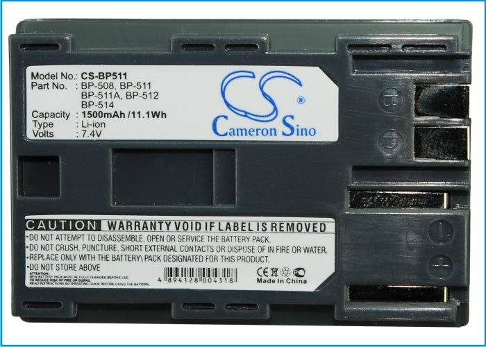Vhbw 2x Batteria Ricambio Per Canon BP-511A / BP-512 / BP-514 - 2000mAh 7.4V Li-Ion Per Fotocamera