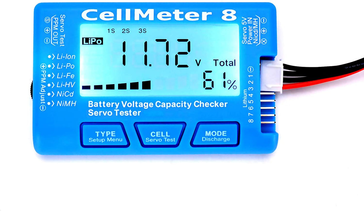 CellMeter-8 : Battery Voltage & Capacity Checker / Balance Discharger