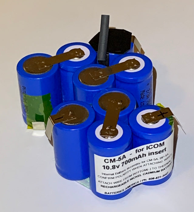 CM-5A insert: 10.8v NiCd insert for ICOM CM-5A battery