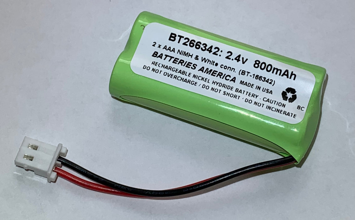 BT266342: 2.4v NiMH battery for cordless phones (BT166342, BT183342, BT283342 etc)