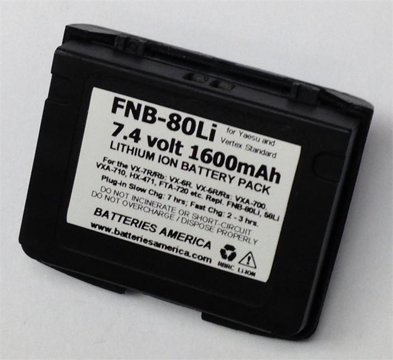 FNB-80Li : 7.4v 1600mAh Li-ION battery for Yaesu, Vertex, Standard Horizon