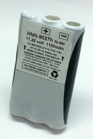 HNN9027h : 11.25V Ni-MH battery for Motorola radios, replaces NTN9027A NLN 9027A