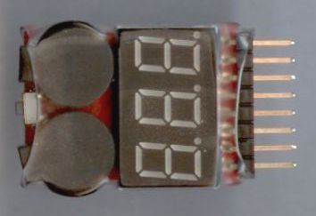 CVC8S - Voltage Checker for Li-PO, Li-ION, Li-FE batteries with warning alarm