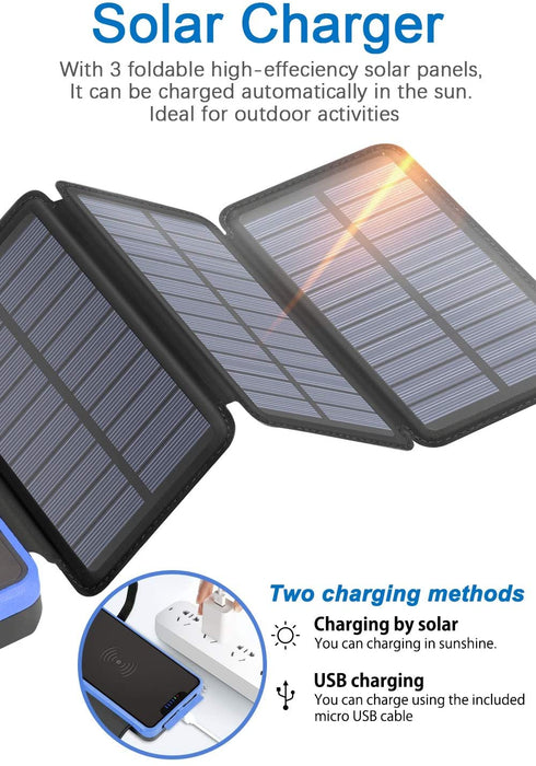 PB-20000-Qi: Solar Power Bank Battery Charger, Qi Wireless, 20,000mAh