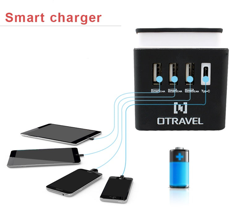 Worldwide Travel Adapter, USB x 3, Type C — Batteries America