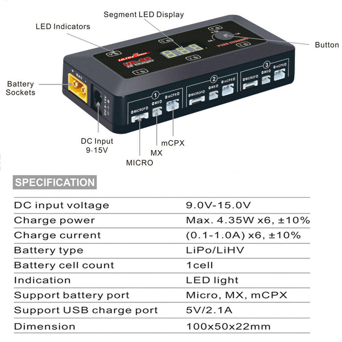 UP-S6 : Smart Charger for 1S LiPO & LiHV batteries